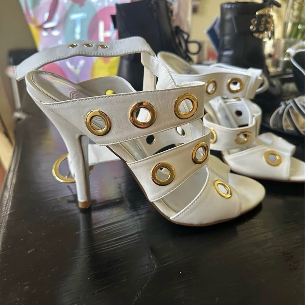 Elegant White and Gold Women's Heels